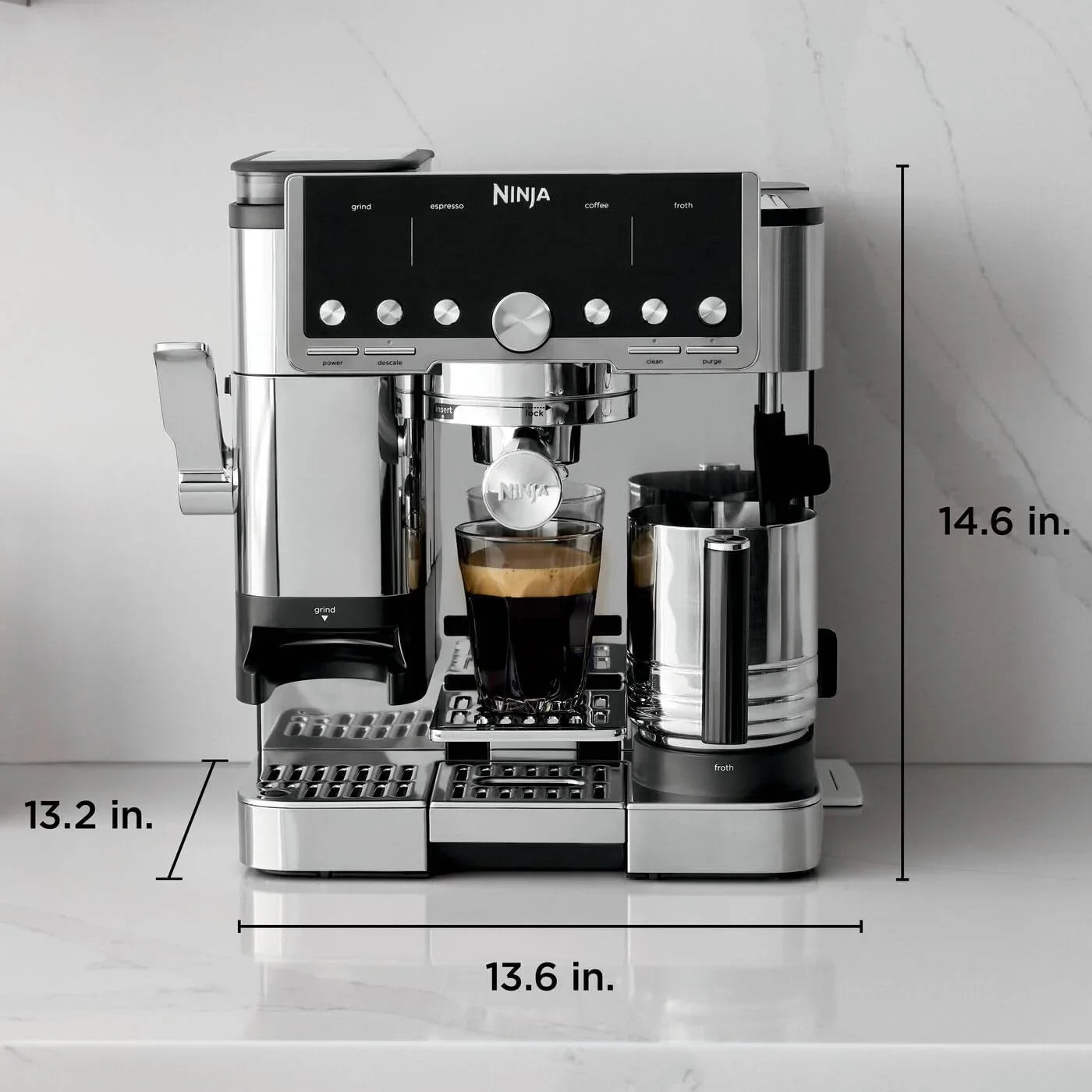 Luxe Pro Coffee Machine ES701UK – 3-in-1 Espresso, Latte & Cappuccino Maker with Built-In Grinder