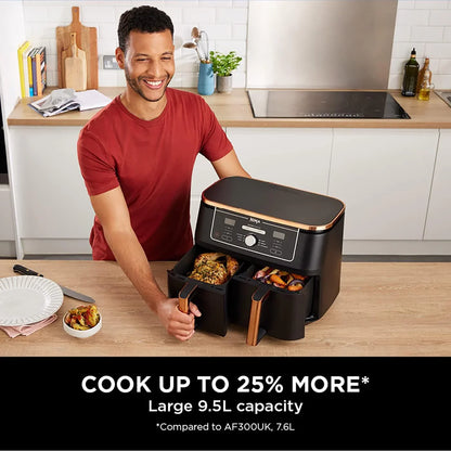 MAX Dual Zone Air Fryer – 9.5L Capacity, 2 Drawers, 6-in-1 Cooking Functions