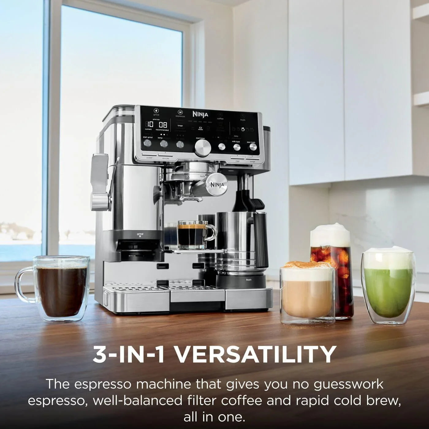 Luxe Pro Coffee Machine ES701UK – 3-in-1 Espresso, Latte & Cappuccino Maker with Built-In Grinder