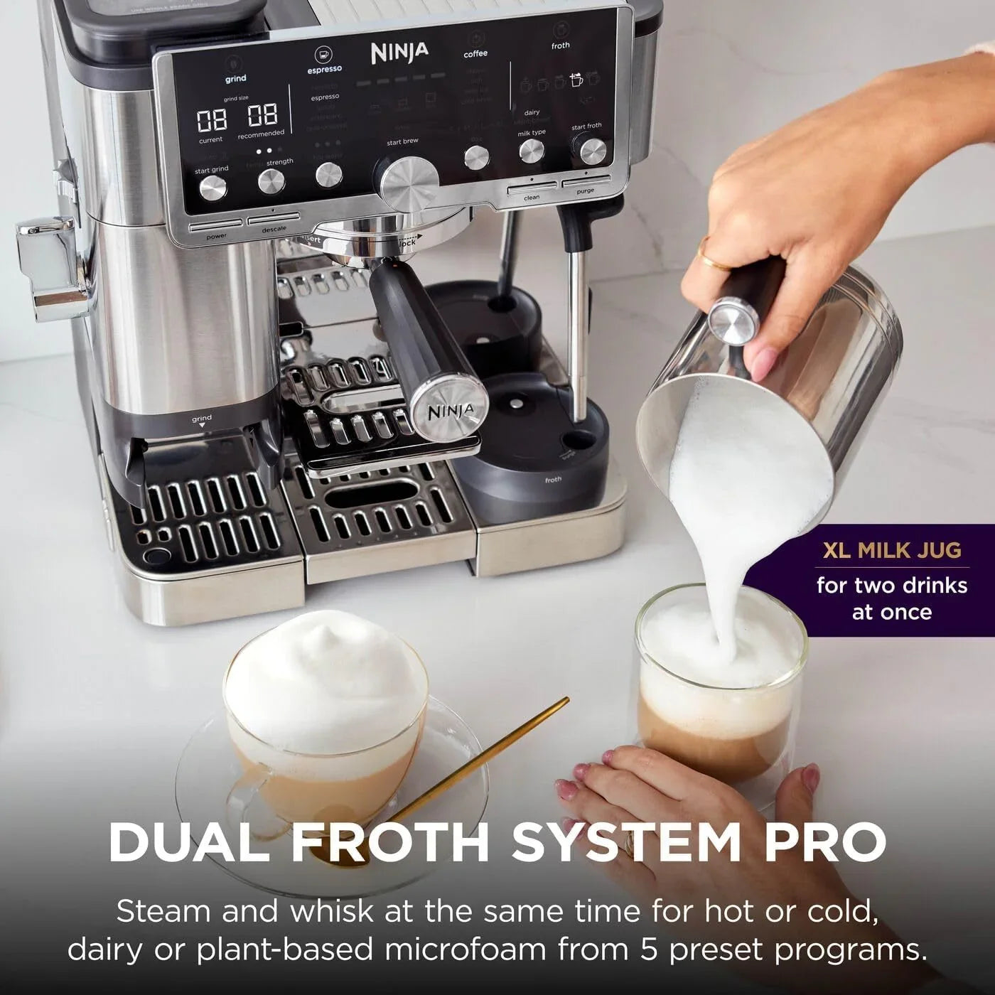 Luxe Pro Coffee Machine ES701UK – 3-in-1 Espresso, Latte & Cappuccino Maker with Built-In Grinder