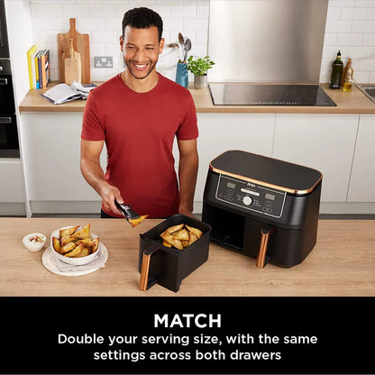 MAX Dual Zone Air Fryer – 9.5L Capacity, 2 Drawers, 6-in-1 Cooking Functions